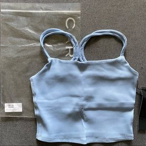 Carbon 38 Ribbed Cami Bra - Powder Blue - Small